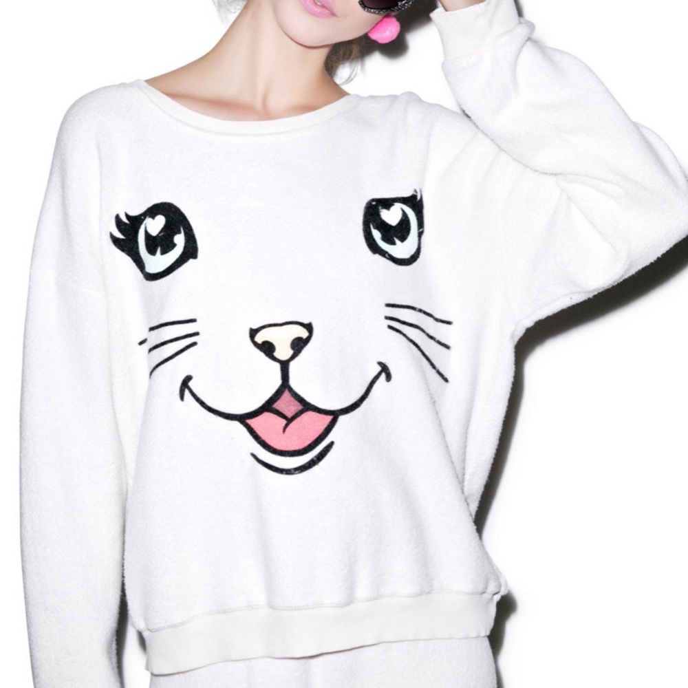 RARE Wildfox Happy Cat Pullover Crewneck - Picture 4 of 13